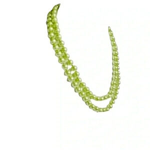 Mint Green Faux Pearl Necklace with Earrings Set